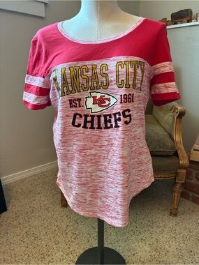 NFL Red and Heathered White Team Apparel Tee Kansas City